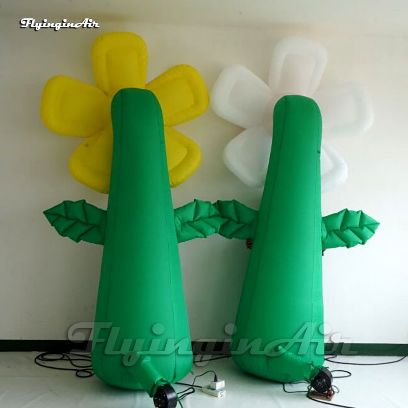 3m High Simulation Landscape Plant Large Inflatable Flower Tree With Green Stem For Park Decoration