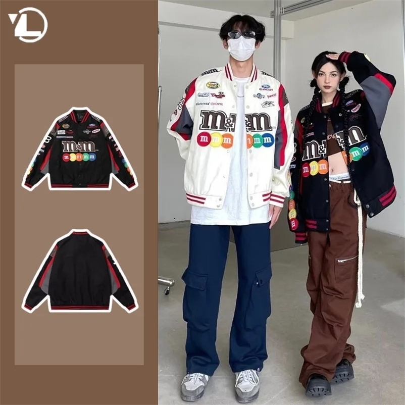 Spring Vintage Racing Bomber Jacket Men College Harajuku Embroidery Baseball Coat Street Fashion Motorcycle Outwear Y2k 240717