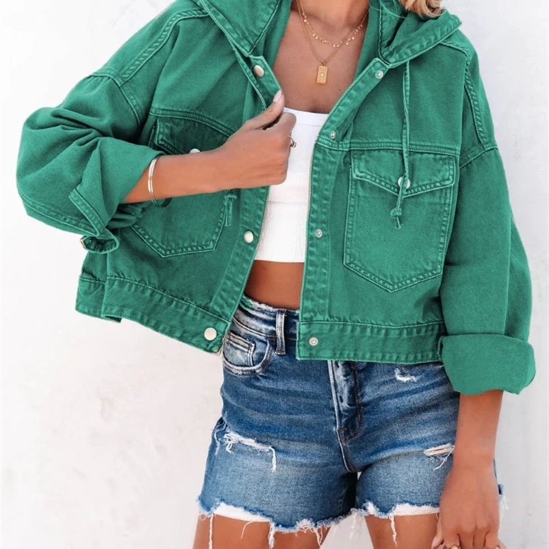 Summer Jackets Women Hooded Denim Jacket Womens Vintage Jean Coats Casual Long Sleeve Top Clothes Female Streetwear 240717