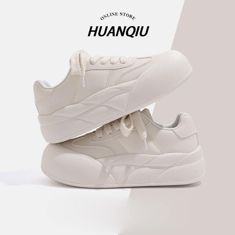 HUAN QIU Free shipping Designer Casual Shoes Women thick soled versatile board shoes casual white shoes