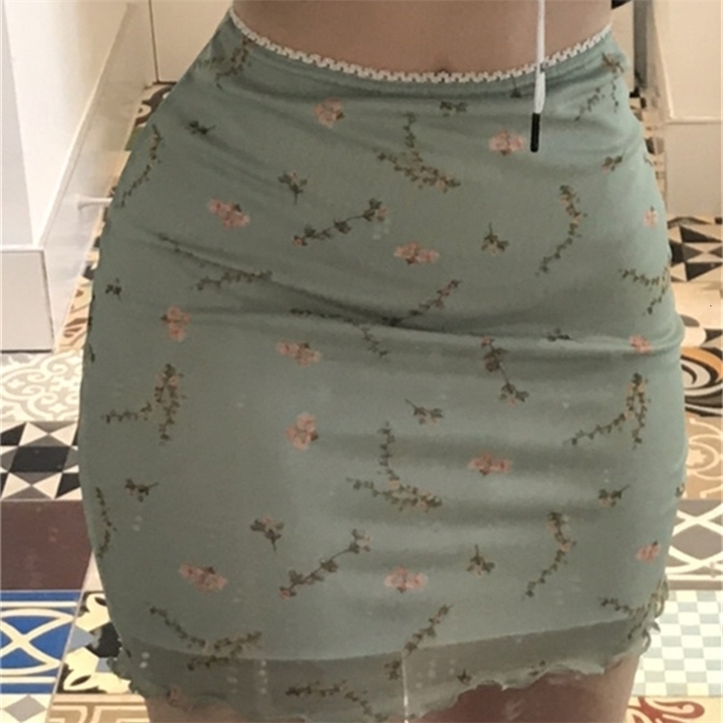 Floral Printed Twolayers Mini Skirts Harajuku Korean Retro Straight Skirt Women Aesthetic 90s Summer Outfits Cuteandpscho 220701