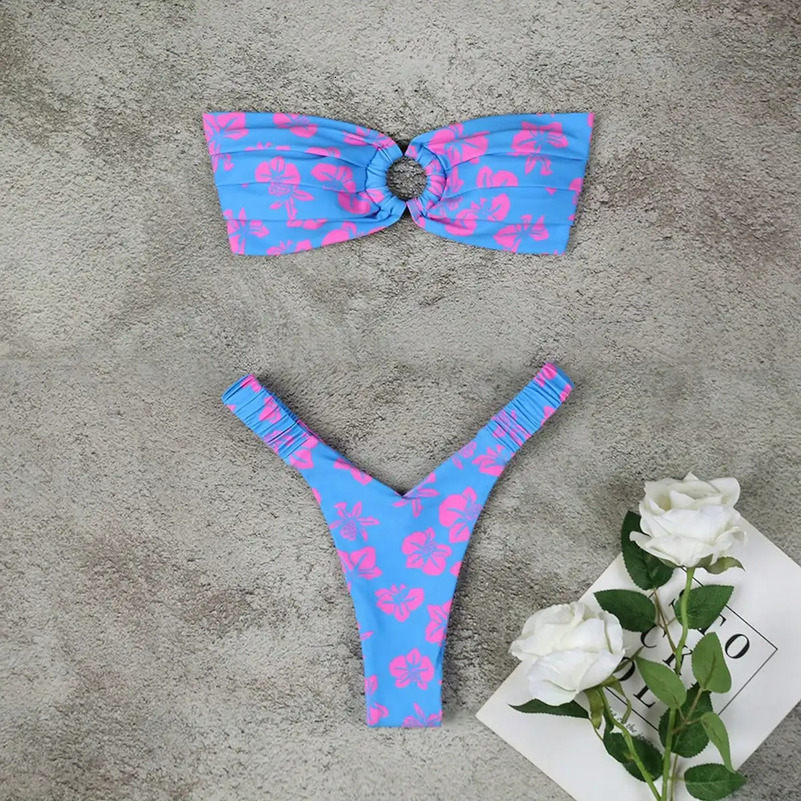 Micro Bikini Push Up Women Swimsuits Sexy Female Swimwear Brazilian Bikini Set Thong Biquini Swim Suits Print Beachwear 240813