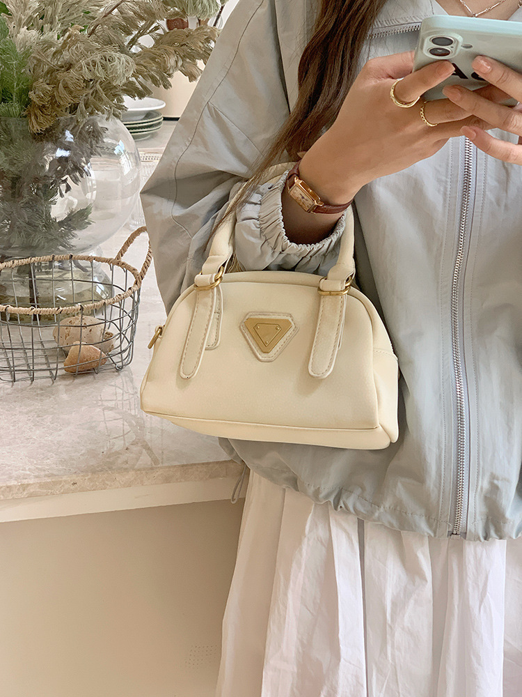 2025 Korean Style Bowling Bag Women Retro Colorblock Patchwork Shoulder Crossbody Fashion Purse 250806
