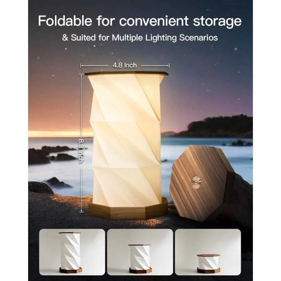 Rechargeable Portable Table Lamp Small Cordless Desk Lamp LED Stepless Dimmable Night Lights Bedside Foldable Paper Lamp for Ho C251115