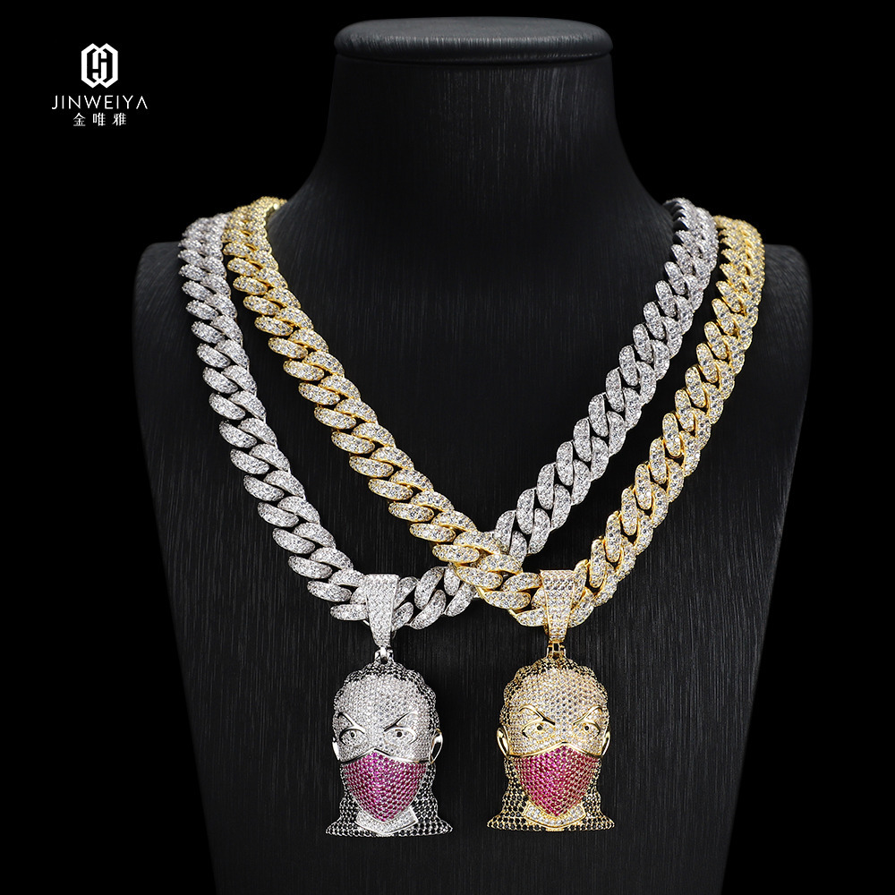 New Arrival 18K Gold Plated Link Chain Hip Hop Style Diamond Moissanite Iced out Pendant Necklace for Anniversary Occasions