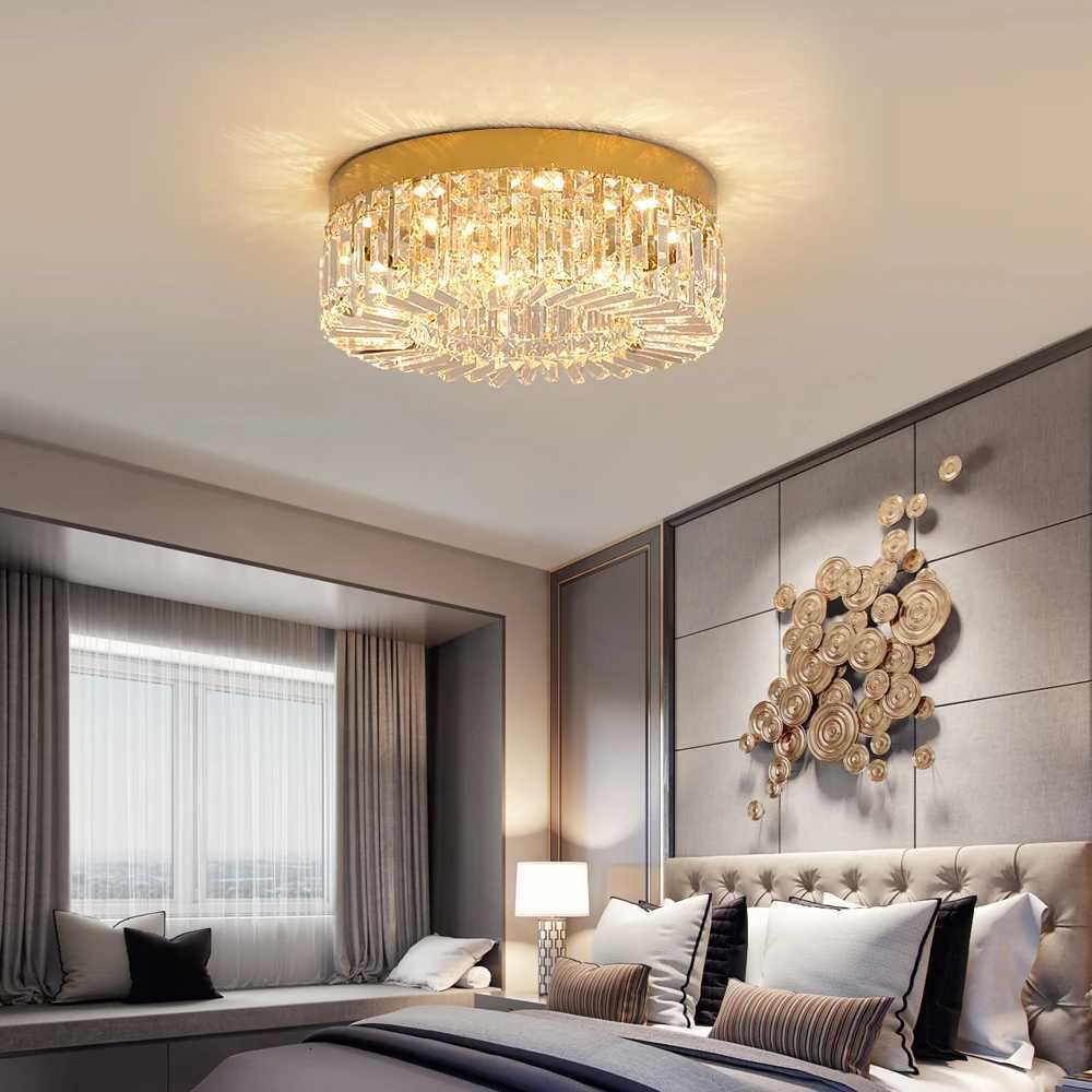 Crystal Ceiling Lamp Living Room Gold Luxury Modern Chandeliers Decoration Led Ceiling Lights Lighting Fixture Diameter 40 50cm X250924