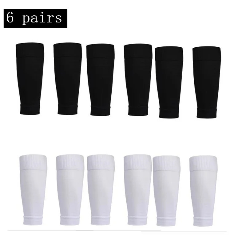 6 pairs Football Socks Shin Pads Leg Cover Men Women Grip Cutsocks w250815