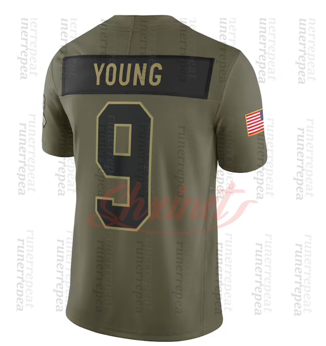 2025 Custom Olive Black-Old Gold Mesh Salute To Service Football Jersey 0gibbs LOVE Allen JEfferson Barkely hurts ST brown jackson rodgers