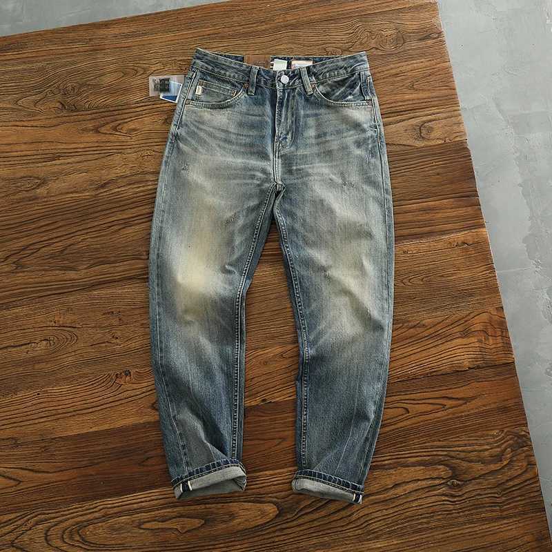 Red Selvedge Denim Jeans for Men High Quty 125oz Tapered Straight Pants WHISKER Washed American Vintage Y2k Cityboys X250924