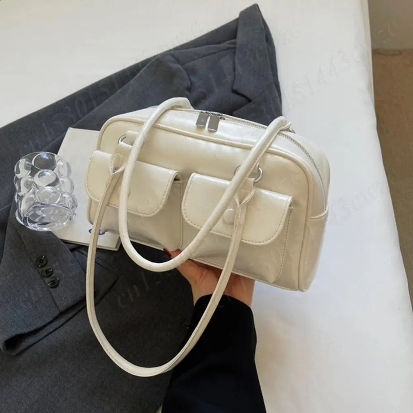 Womens shoulder bag backpack homeless zipper cross body multi pocket leather Boston handbag travel commuting 240820