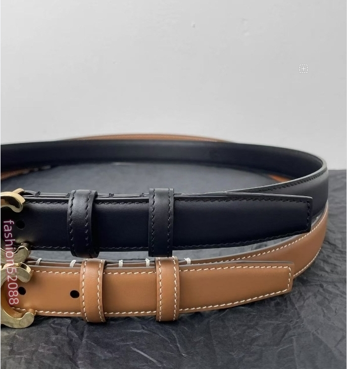 Designer belt for Women designer's fashionable smooth buckle belt, casual cowhide bright buckle 2.5cm thin waist belt sizi 90cm-115cm with box