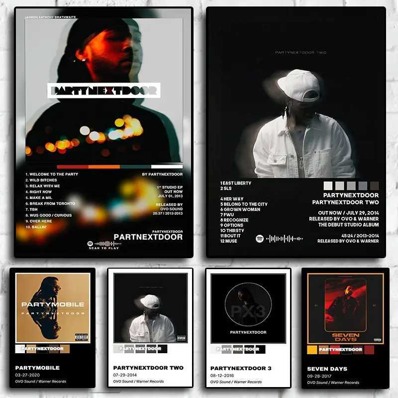 Retro Music Album Cover Posters Pop Hip Hop Rapper Partynextdoor Canvas Art for Room Decor Aesthetic Wall Decor for Home D250924