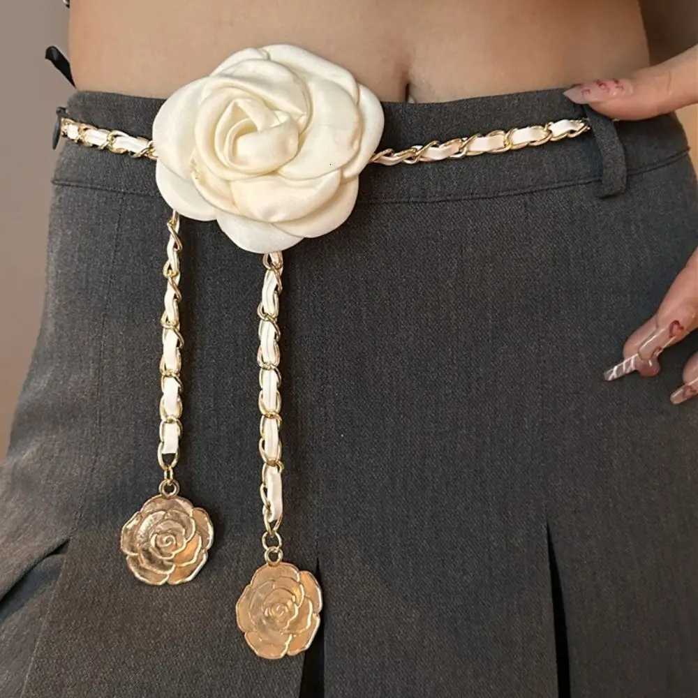 Fashion Allmatch Woman Camellia Waist Chain Waist Decoration Luxury Design Metal Chain Waistband Flower Chain Belt111 D250924