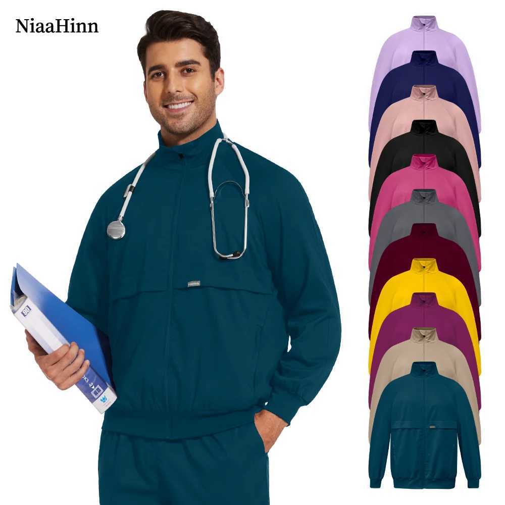 Niaahinn Dental Clinic Medical Scrubs Jackets Men Women Pet Veterinary Work Clothes Solid Color Nurse Scrubs Uniforms L250922