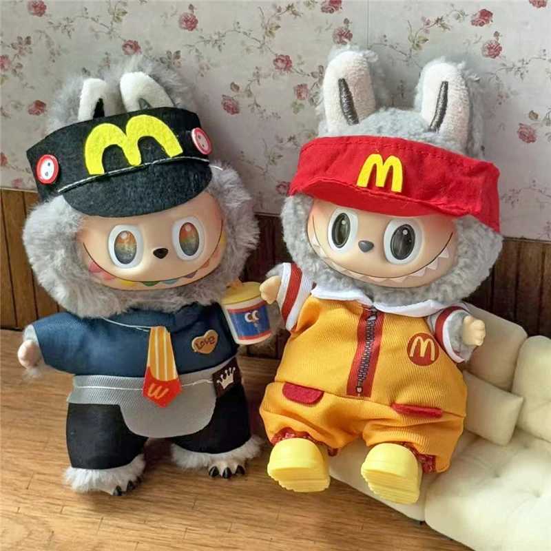 Workwear Outfit Clothes For Labubu Doll Fast Food French Fries Hamburgers Fahsion Coffee Apron Cosplay Clothing Accessories C250924