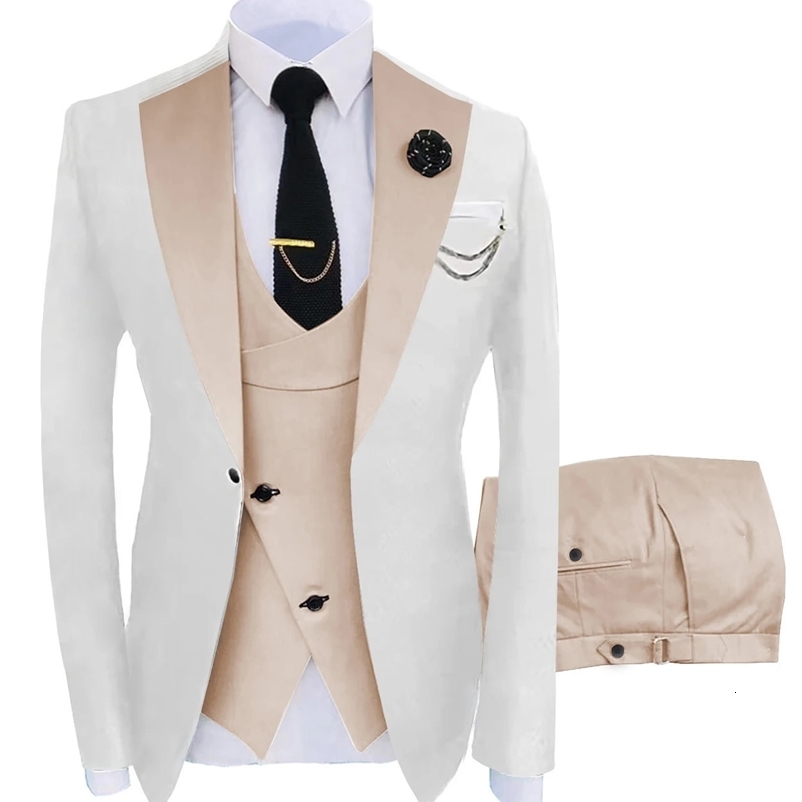 Jacket Vest Pants Suits for Mens Casual Business Suit High-end Social Formal Suit 3 Pcs Set Groom Wedding Men 240126