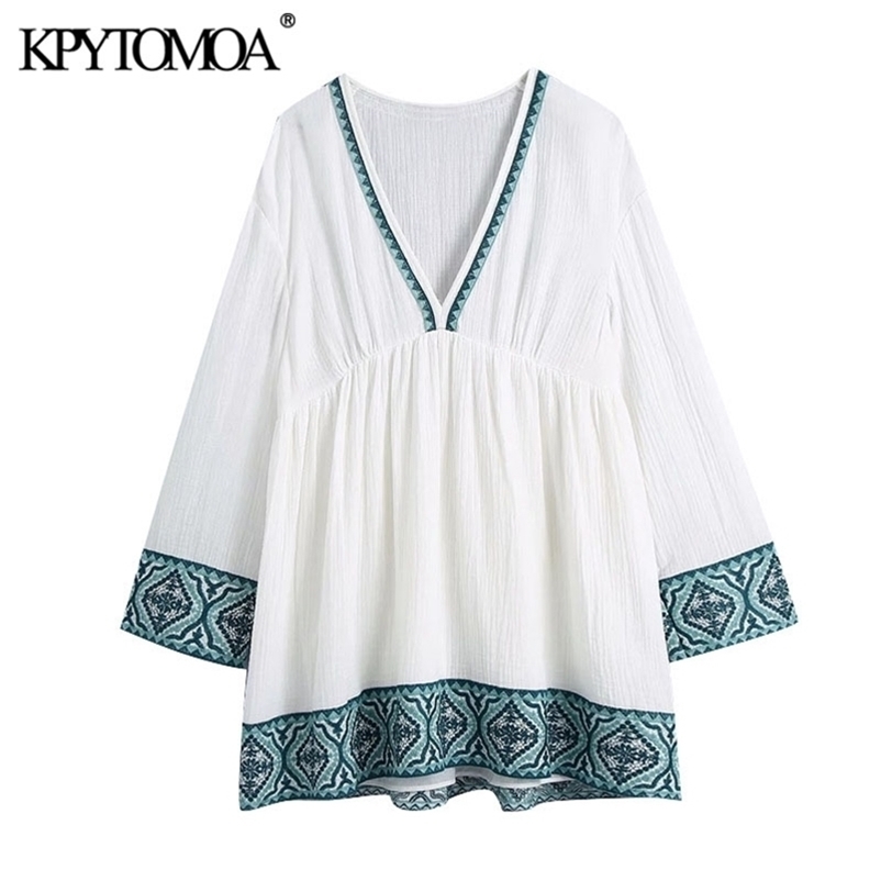 Women Chic Fashion Patchwork Embroidery Mini Dress V Neck Long Sleeve Female Dresses Vestidos Mujer 210420