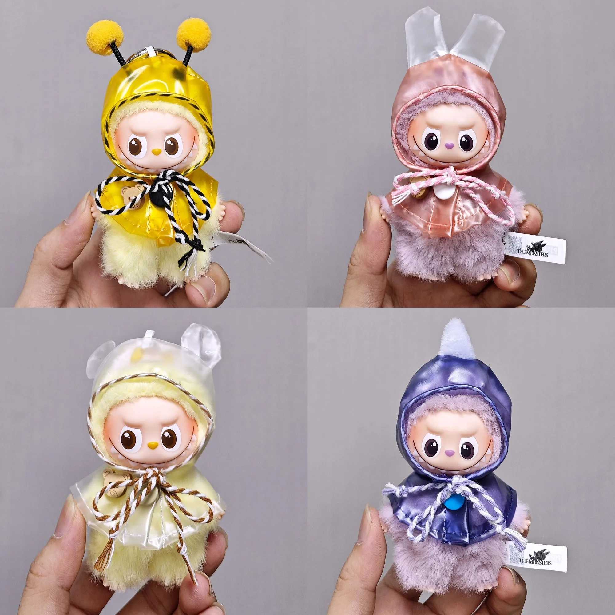 10cm Mini Labubu 40 Doll Clothes 4thGen 4Color Raincoat Yellow Bee Pink Rabbit Raincoat for Mini Labubu C250924