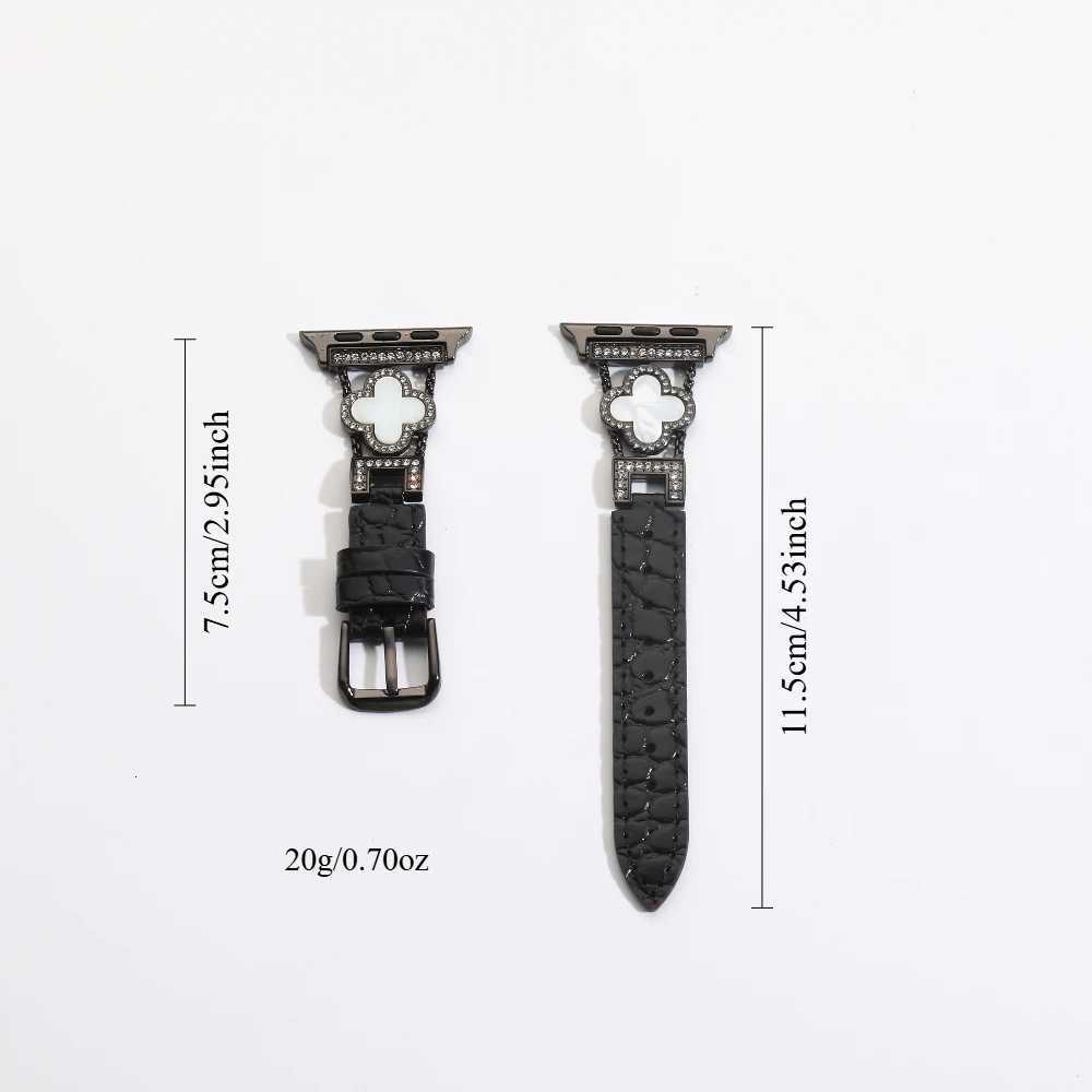 Fourleaf Clover Crocodile Leather Strap Compatible with Watch 3849mm for IWatch Series Ultra SE 19 Z250924