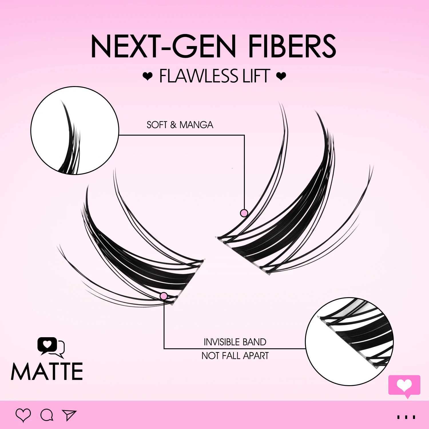 WOSHEER Lash Clusters Manga Lash Clusters Kit Clear Fairy Eyelash Clusters WetLook Spiky Anime Lashes Individual Lashes C250924