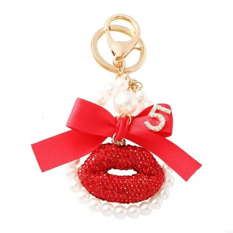 Fashion Rhinestones Lip Keychain With Bowknot Charm Elegant Bag Accessory For Women H8WF1 D250925