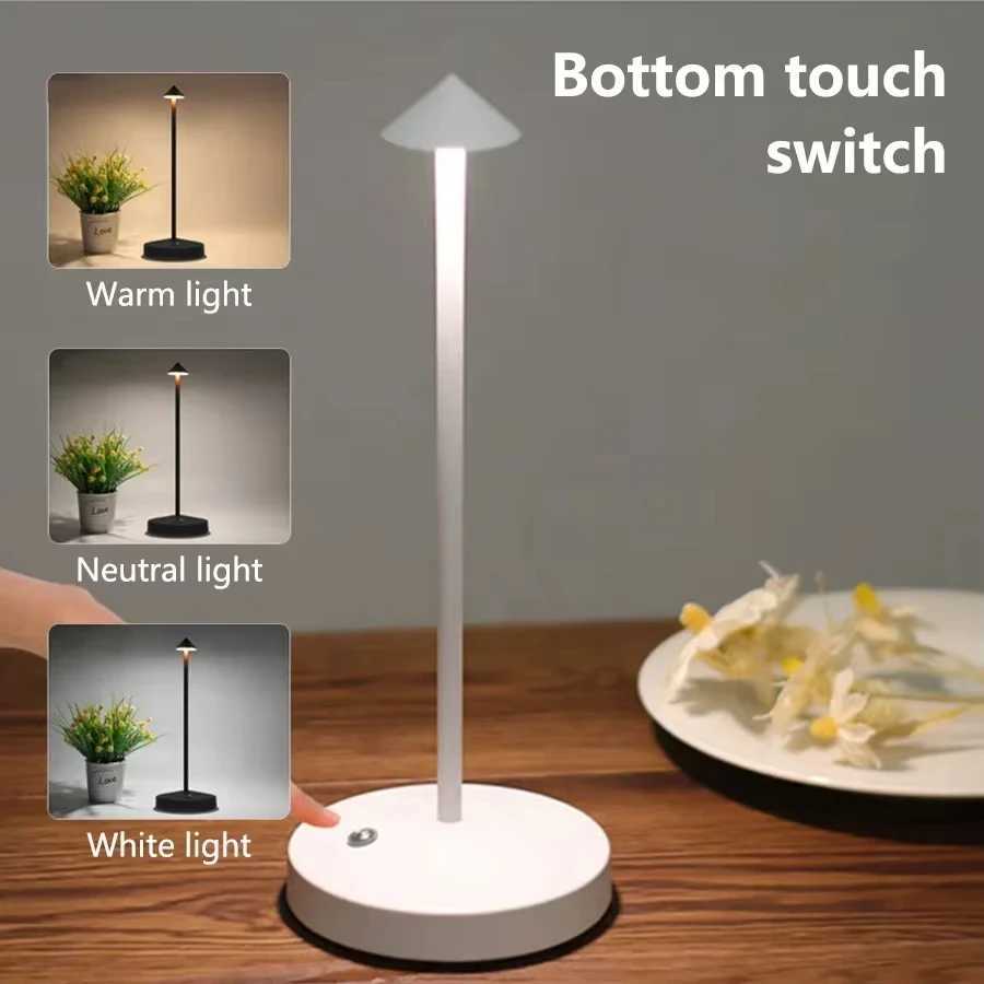 Rechargeable LED Home Decoration Simple 3 Color Temperature Mushroom Night Lamp Restaurant Table Lamp Bedside Ambient Lighting C251115