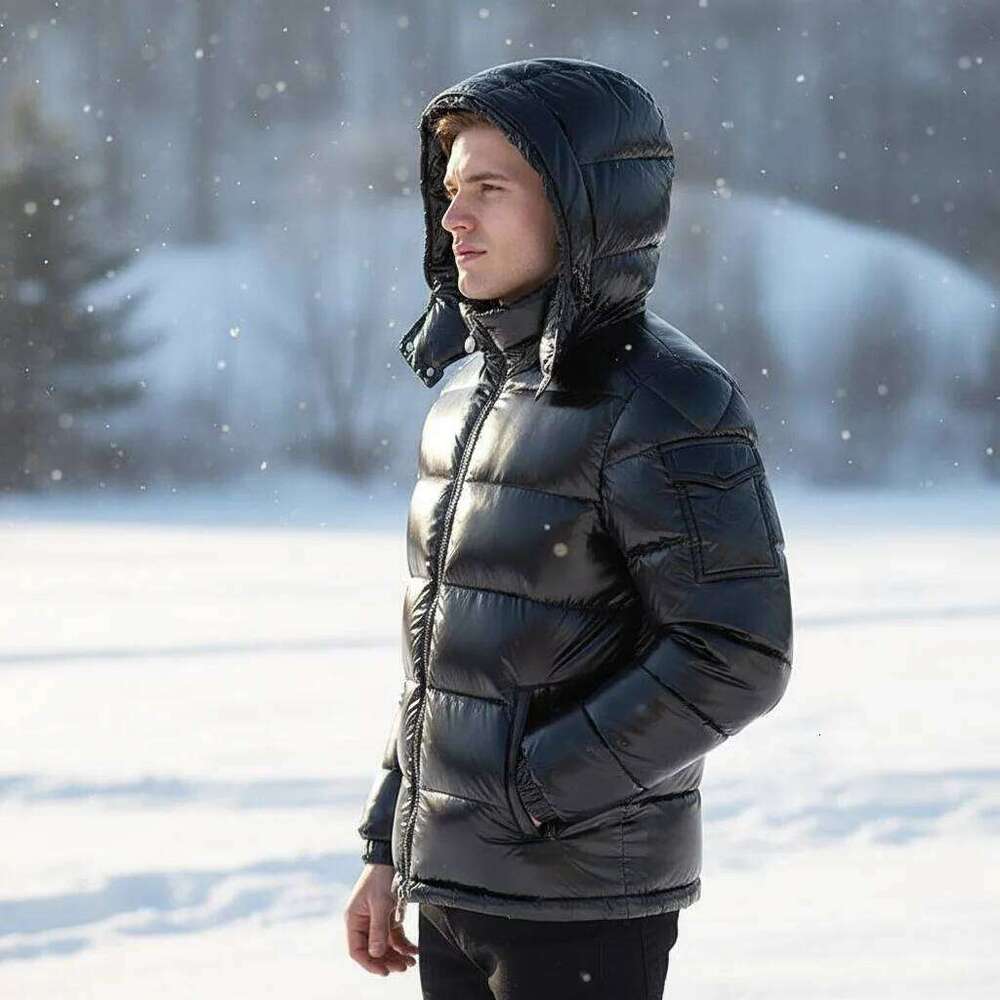 Winter Mens Shiny Down Parkas Man Mountain Ski Cotton Thermal Coats Men Thick Windbreaker Hooded Jacket Clothing