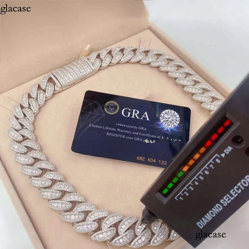 New Arrival Designer Bracelet 20mm Full Set Mosonite S Sier Cuban k Chain Trendy Brand Necklace Accessories for Men Women Hip Hop Pass Dia Tester Gift