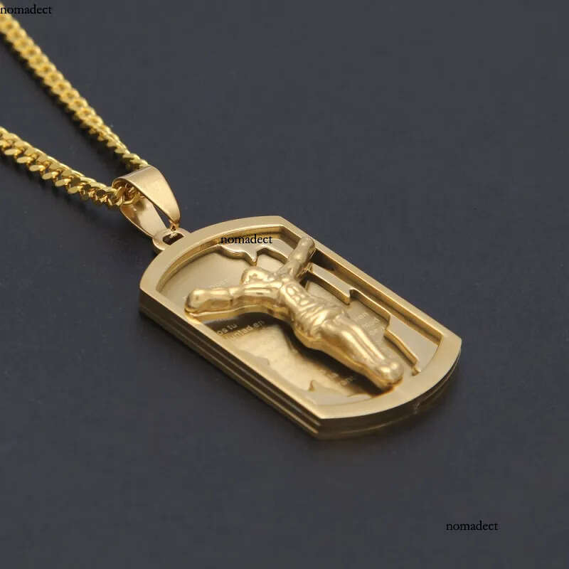 Mens Hip Hop Neclace Jewelry Stainless Steel Jesus Pendant Necklace Fashion Gold Dog Tag Necklaces 77