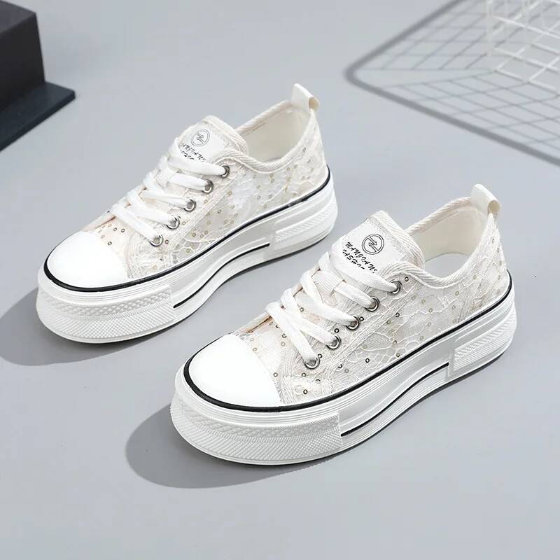 Canvas Sneakers Summer Breathable Mesh Thick Bottom Height Increase Casual Women's Beach Flat Shoes ddmysaturn