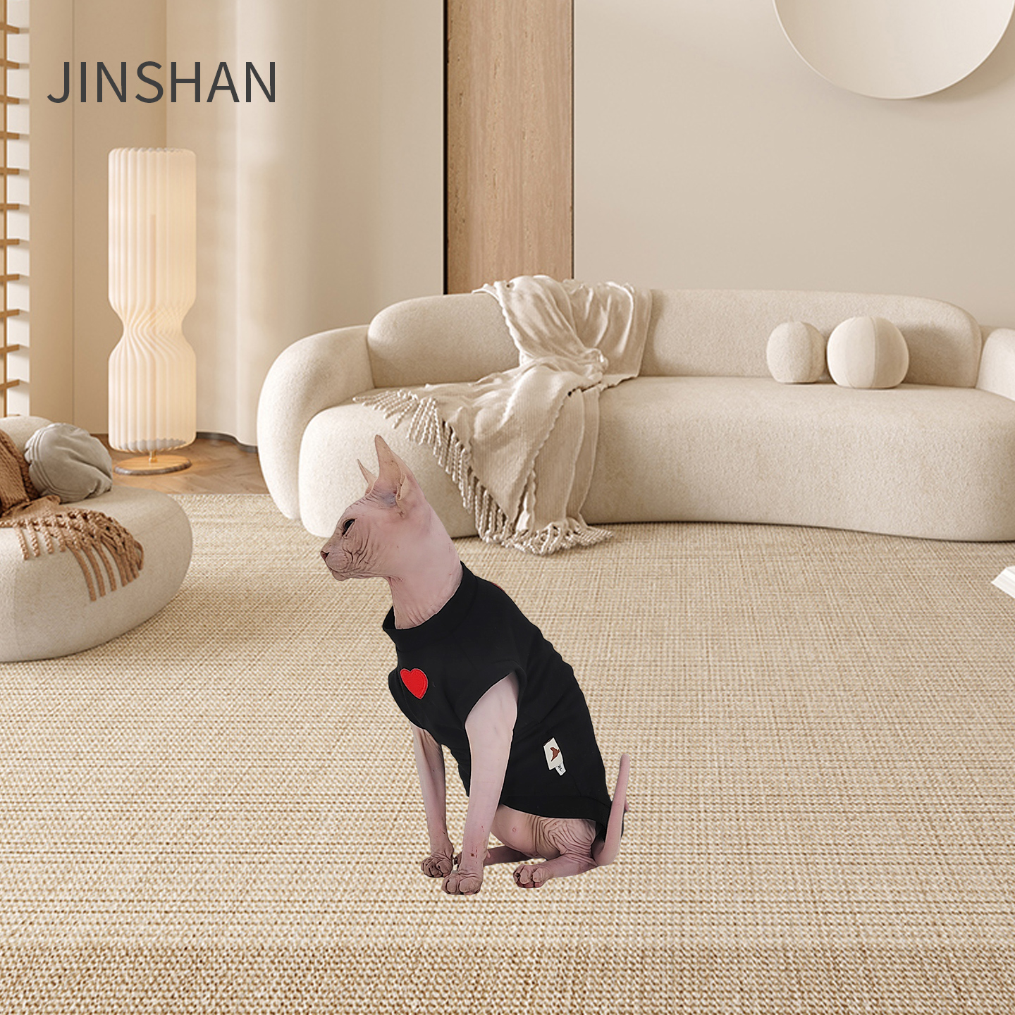 Elegant Sphynx Cat Clothing: Premium Lightweight Vests & Tops w/ Delicate Heart Patterns