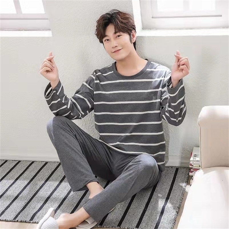 Men's Sleepwear Pajamas Men's Long Sleeve High Quality Autumn Winter Spring Autumn Men's Pajamas Casual Homewear Set 230317
