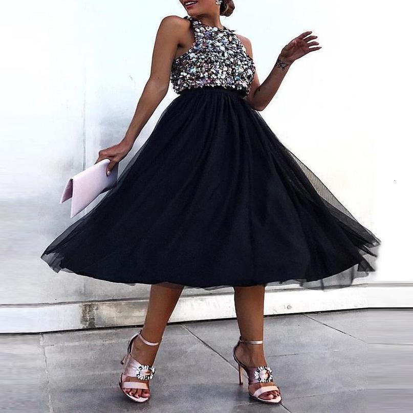 Women Spring A Line Party Dress Sleeveless Sequins Colorblock Mesh Insert Ruffles Ruched Dress Elegant O Neck Sweet Vestidos 210415