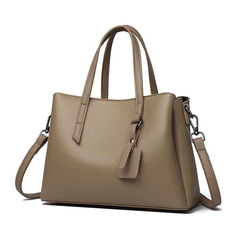 Top Layer Cowhide New Model Mollie Genuine Leather Tote With Zipper And Multiple Compartments Shopping Bag