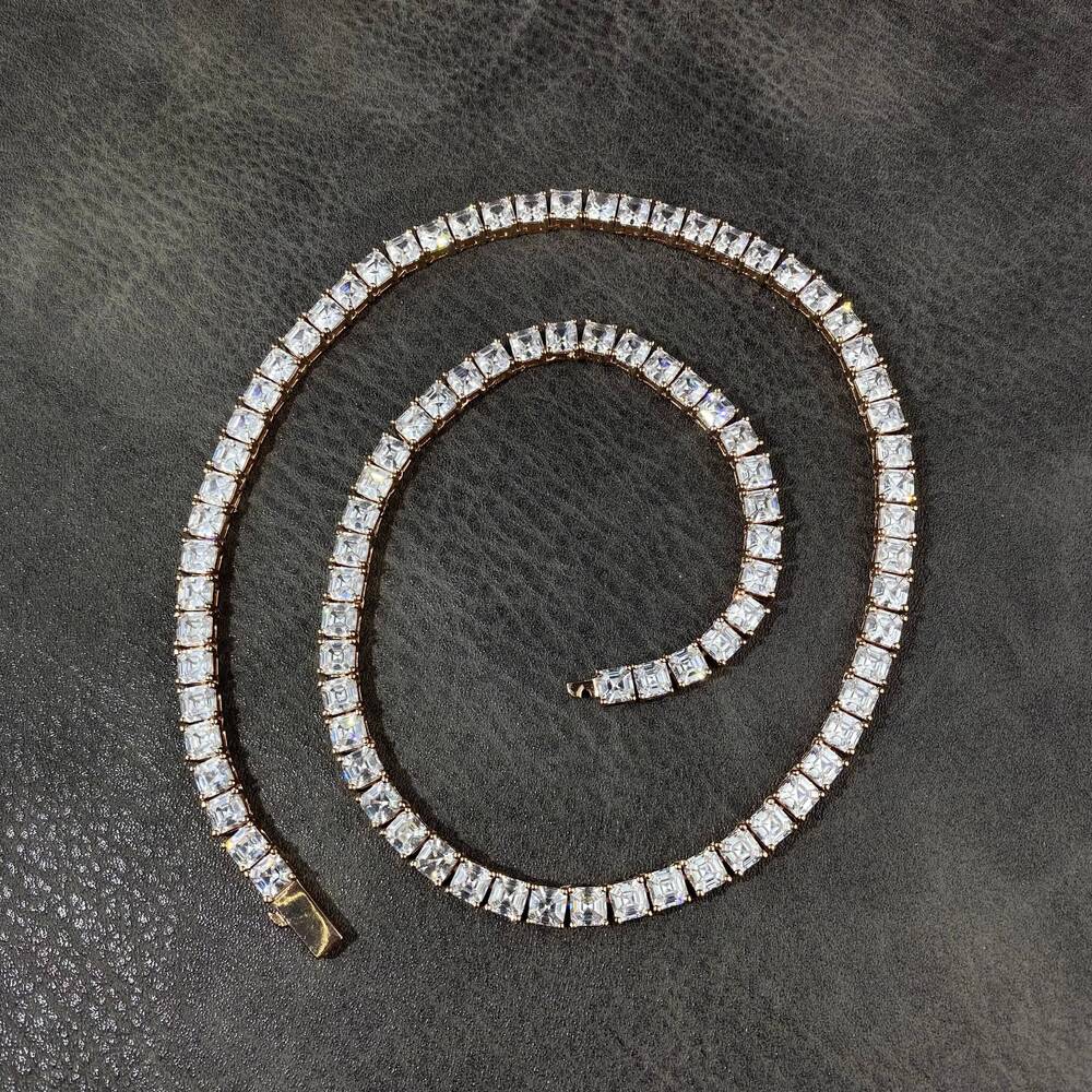 Customized Trend High Quality New Trendy Design HipHop Style Jewelry 4mm 5mm Iced Out Baguette Tennis Necklace Chain for Men