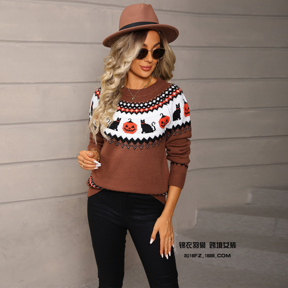 2025 Winter New Women's Clothing Plus Size Christmas Sweater Halloween Unique Knitted Top for Women
