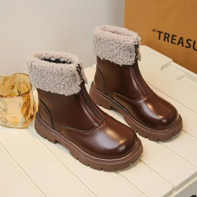 Children Snow Boots Thicken Plush Fur Warm Boys Boots Anti-slip Girls Snow Shoes Winter Fleece Lined Kids Outdoor Sport Shoes 241219