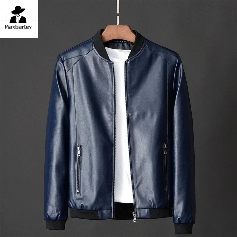 Autumn Men Black Biker PU Leather Coat Korean Fashion Men Pu Leather Jacket Trend Casual Fit Slim Baseball Clothes 8Xl 250109