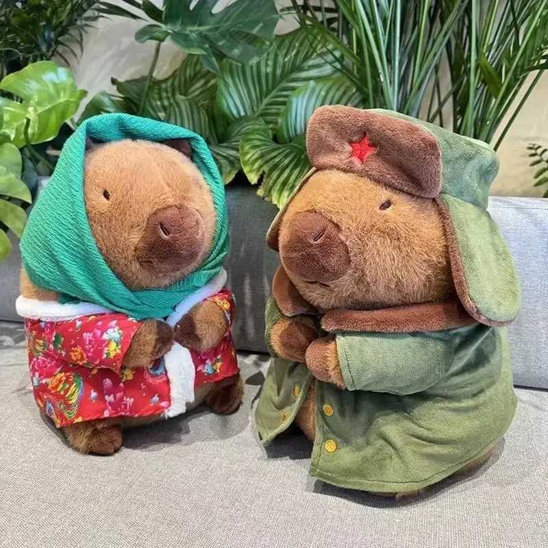 25cm984in Kapibala Capybara Plushie Toy Jacket Military Overcoat Pillow Doll Plush Cute Ornaments Cartoon Valentines Gift C250925