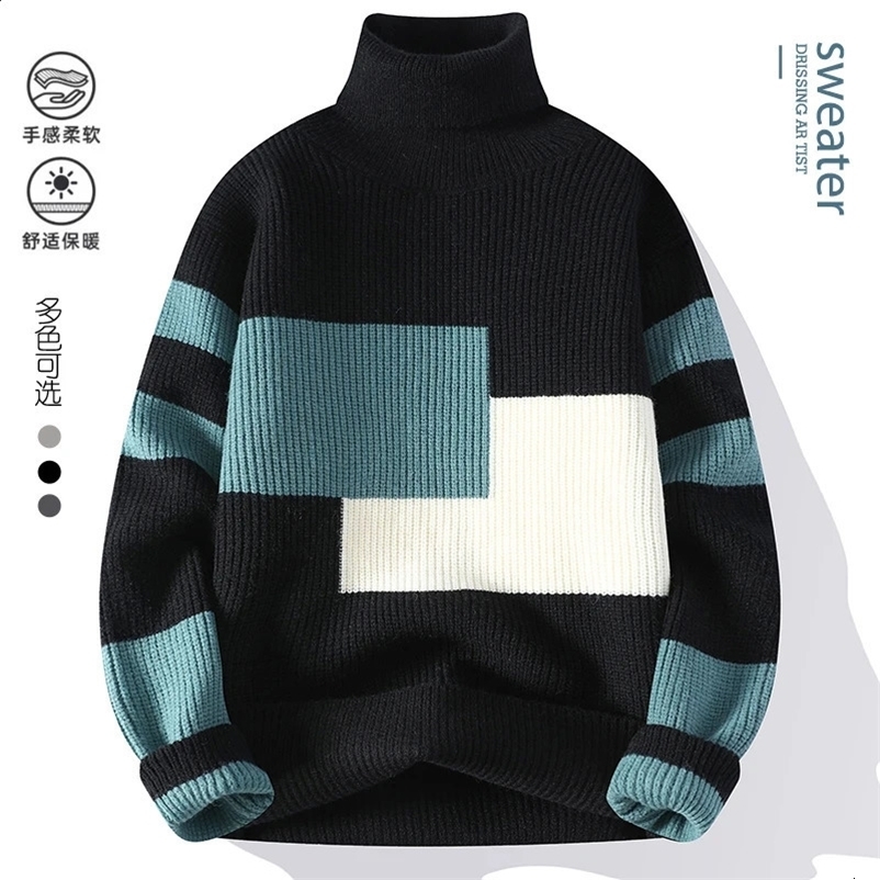 Sweaters men winter korean style mens casual turtleneck warm sweater mens fashion sweaters Mens wool pullovers male 240809