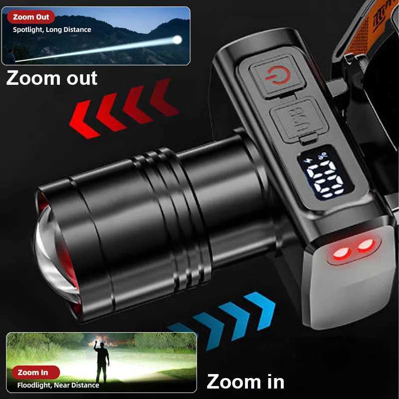 2pcs Rechargeable Headlamp Super Bright LED HeadMounted Light with Motion Sensor Builtin 800mah Lithium Battery for Camping J250925