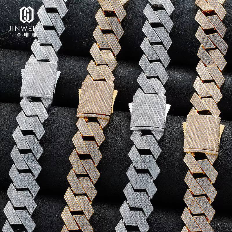 Mens Gold Plated Miami Cuban Chain Bracelet 4 Row Iced Out Moissaniteia Link Fashion Rock Rapper Jewelry Hip Hop Style