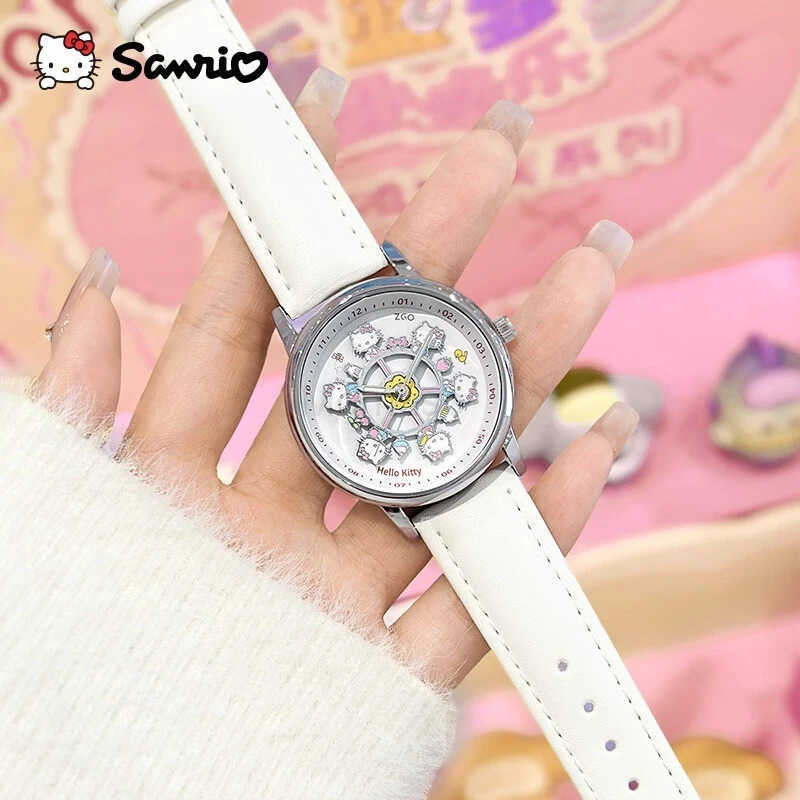 Sanrio 100 Genuine Carousel Watch For Cute And Playful Women Hellokitty Collaboration Cute Girl Waterproof Quartz Watch Gift L250925