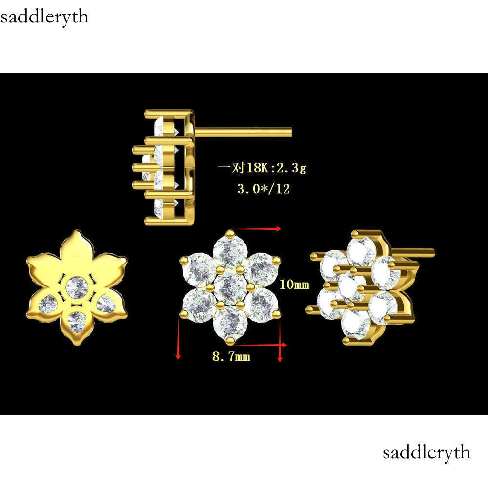 14k Trendy Girl Jewelry Gold Plated wer Stud Earring Women for Parties and Gifts Lab Grown Dia CVD HPHT IGI 08