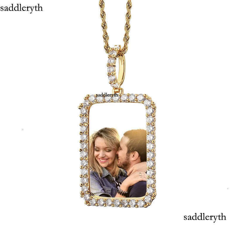 Custom Photos Necklace Fashion Gold Plated Square Memory Iced Out Pendant Mens Hip Hop Necklaces Jewelry 29 1e 9e