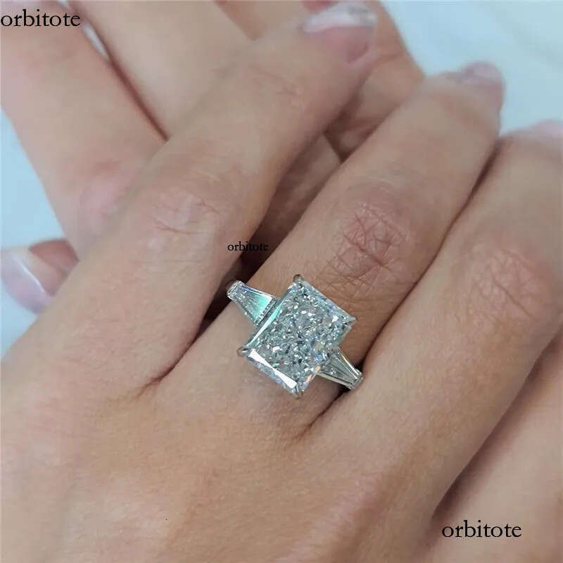 Jewelry 14K Solid Classical Engagement Rings For Women 3.0CT IGI Certificate Radiant Cut Lab Dia Wedding Two Baguette Real Gold Ring ce