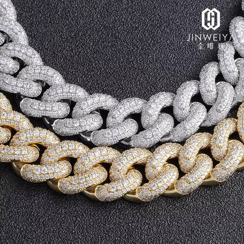 FaMoissaniteory Customized Trendization 925 Silver Miami Cuban Link Chain 18mm24 Inch Moissanite Necklace
