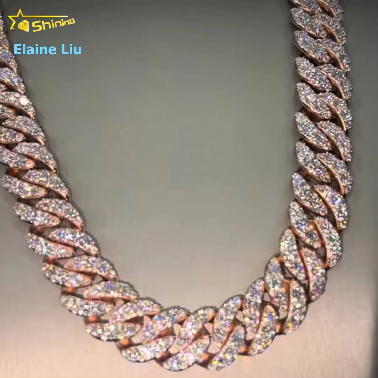 16mm Width Fashion Iced Out Hip Hop Jewelry VVS Moissanite Diamond 925 Sterling Silver Miami Cuban Link Chain Necklace