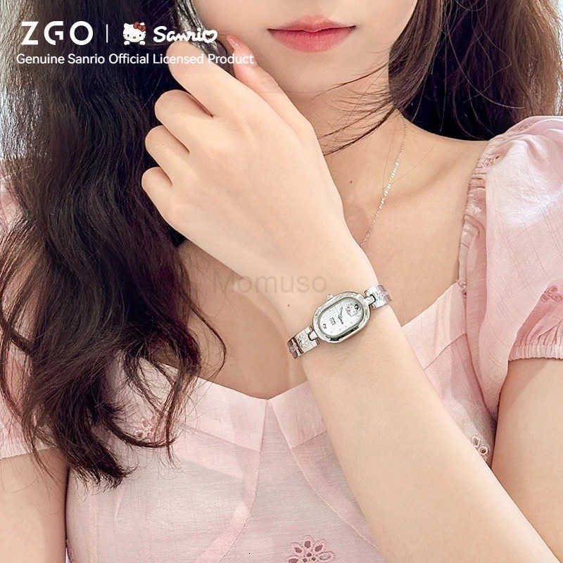 Sanrio ZGO Collaboration Hellokitty Watch WomenS Steel Strap Ins Style Oval Bracelet Small And Luxurious Retro Quartz Watch L250925