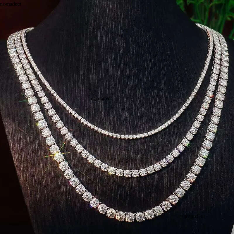 Fine Jewelry Moissanite Tennis Link sier Necklace 2mm 3mm 4mm 5mm 6mm GRA Authentication Dia Hiphop Style Bracelet